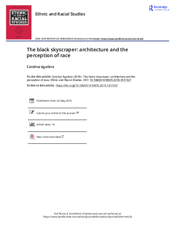 First page of “The black skyscraper: architecture and the perception of race”