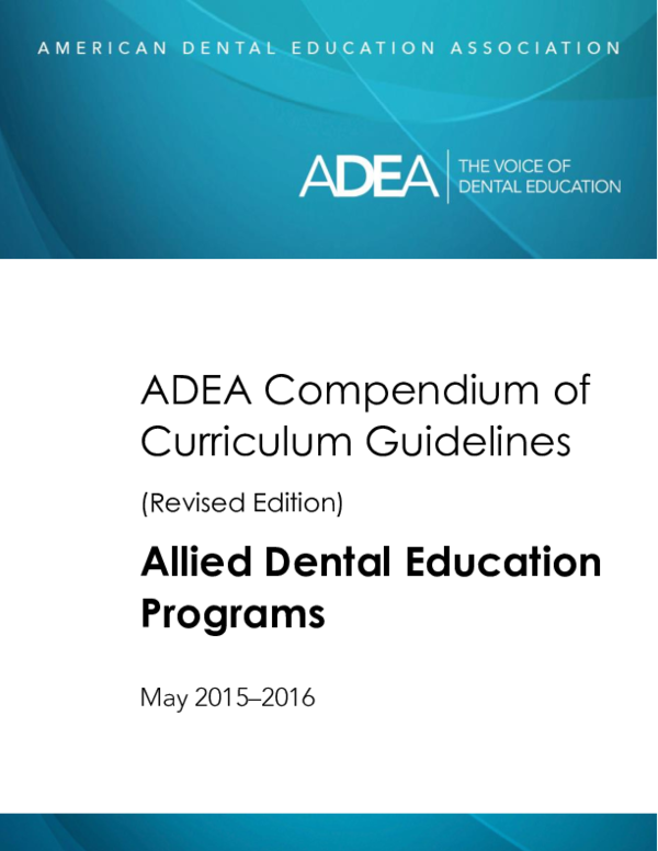 First page of “ADEA Compendium of Curriculum Guidelines Allied Dental Education Programs”