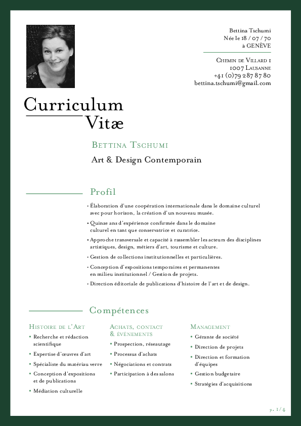 First page of “CV BETTINA TSCHUMI V”