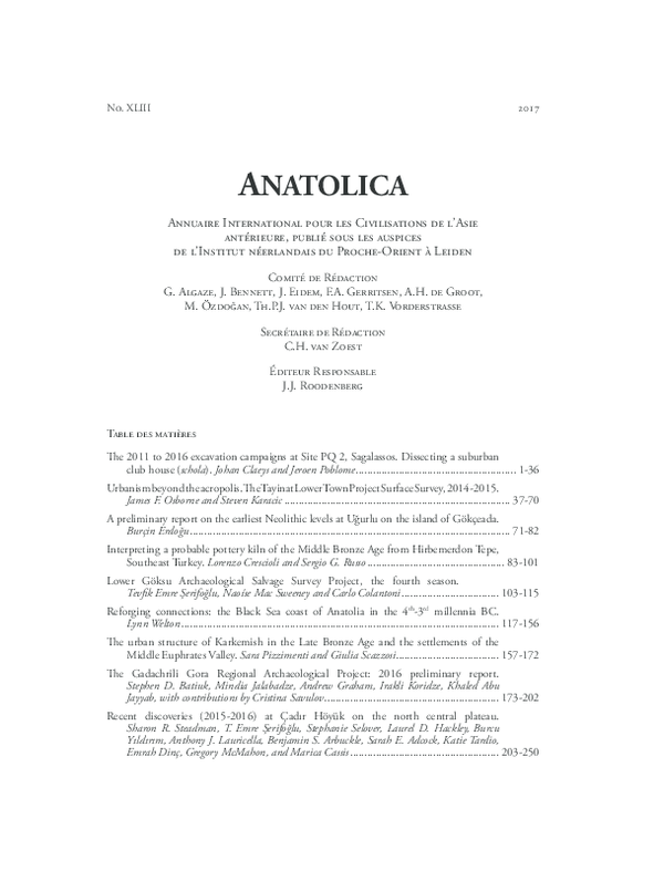 First page of “(2017) Interpreting a Probable Pottery Kiln of the Middle Bronze Age from Hirbemerdon Tepe, SE Turkey.”