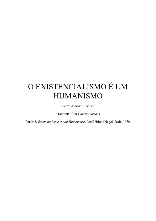 First page of “O Existencialismo É Um Humanismo - SARTRE”