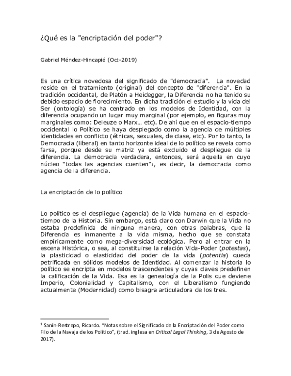 First page of “Qué es la Encriptación del poder”