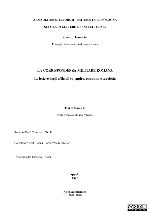 First page of “LA CORRISPONDENZA MILITARE ROMANA Le lettere degli ufficiali su papiro, ostrakon e tavoletta”