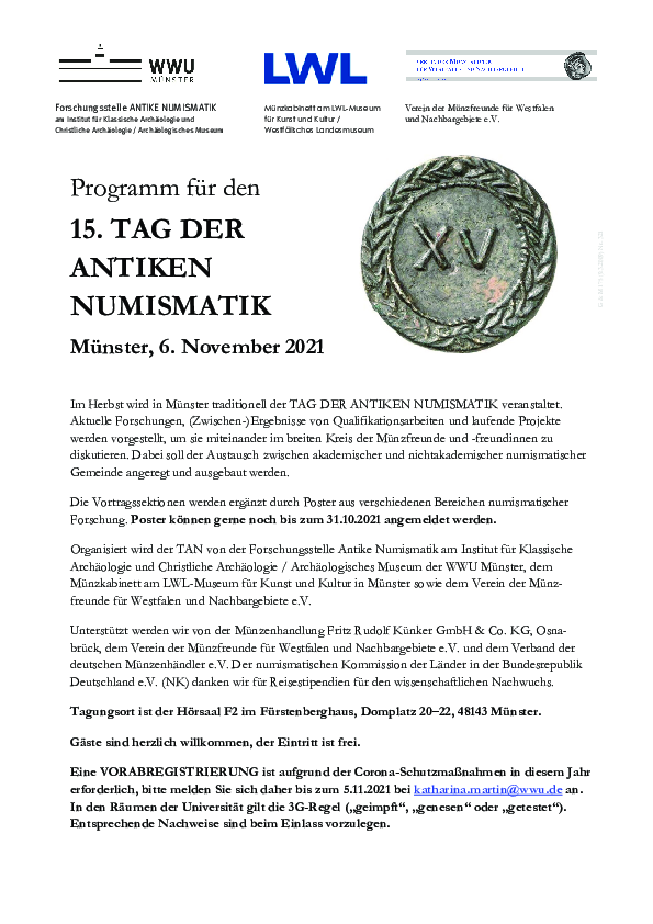 First page of “Eine ›Jahrhundertsammlung‹: Neue Materialien zur orientalischen Numismatik im Münzkabinett des Kunsthistorischen Museums Wien [Talk in German] (2021)”