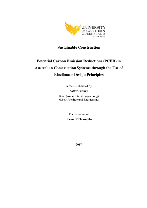 First page of “Sustainable construction: potential carbon emission reductions (PCER) in Australian construction systems through the use of bioclimatic design principles”