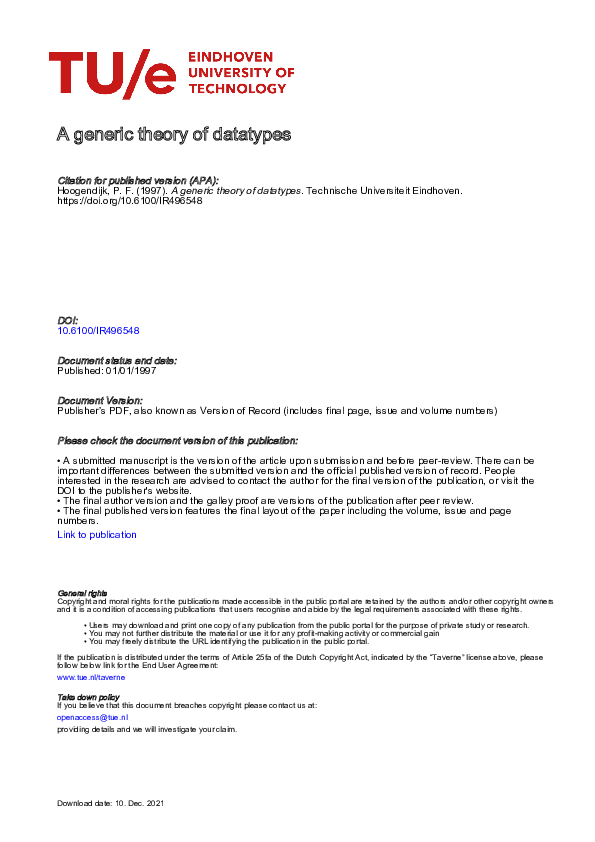 First page of “A generic theory of datatypes”