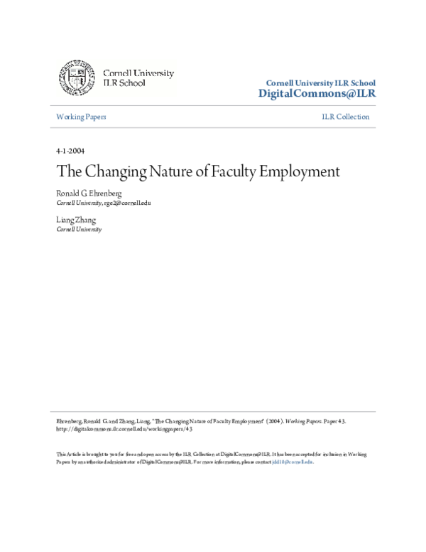 First page of “The changing nature of faculty employment”