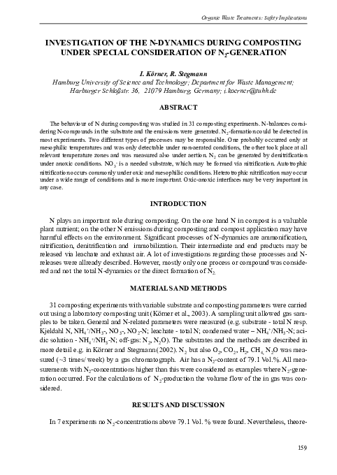 First page of “Investigation of the n-dynamics during composting under special consideration of N2-generation”