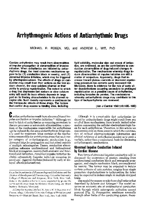 First page of “Arrhythmogenic actions of antiarrhythmic drugs”