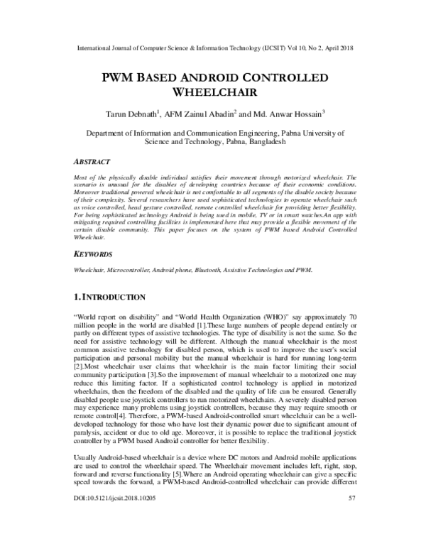 First page of “PWM Based Android Controlled Wheel Chair”