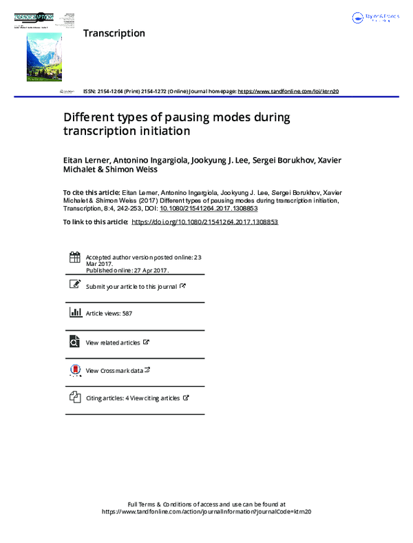 First page of “Different types of pausing modes during transcription initiation”