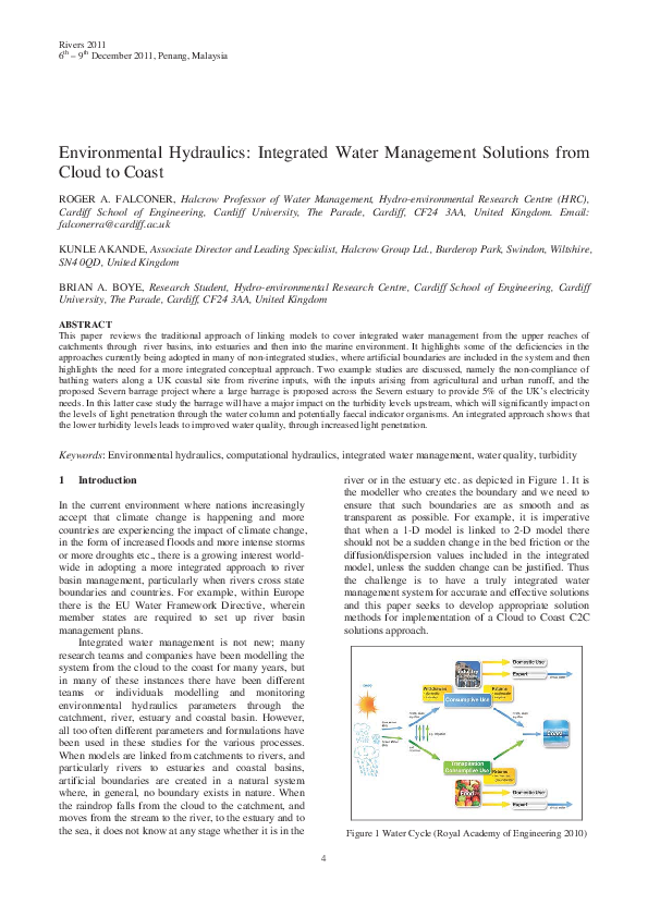 First page of “Environmental hydraulics: integrated water management solutions from cloud to coast”