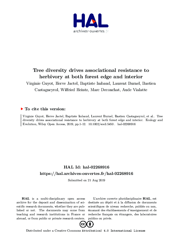 First page of “Tree Diversity Drives Forest Stand Resistance to Natural Disturbances”