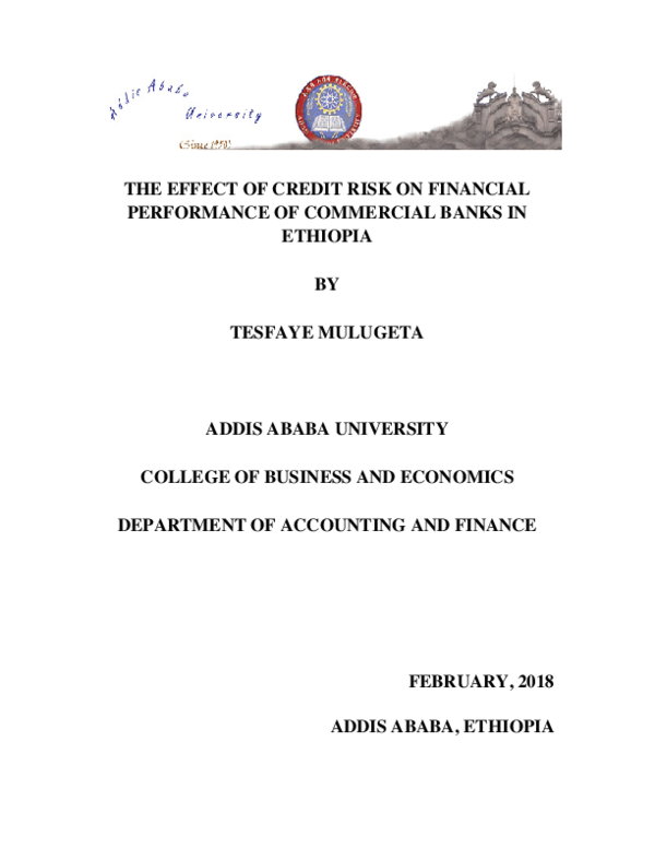 First page of “The effect of credit risk on financial performance of commercial banks in Ethiopia”