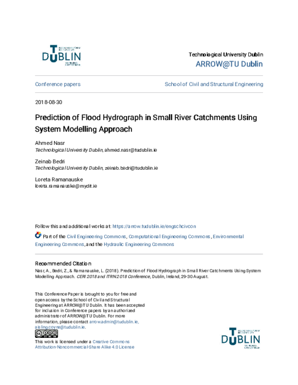 First page of “Prediction of Flood Hydrograph in Small River Catchments Using System Modelling Approach”