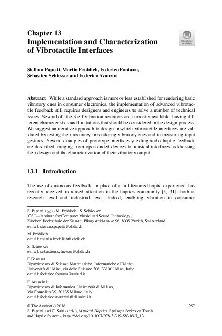 First page of “Implementation and Characterization of Vibrotactile Interfaces”