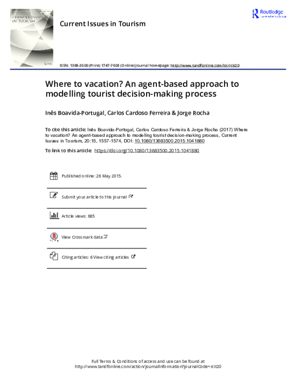 First page of “Where to vacation? An agent-based approach to modelling tourist decision-making process”