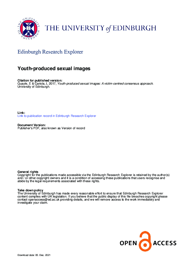 First page of “Youth-produced sexual images: A victim-centred consensus approach”