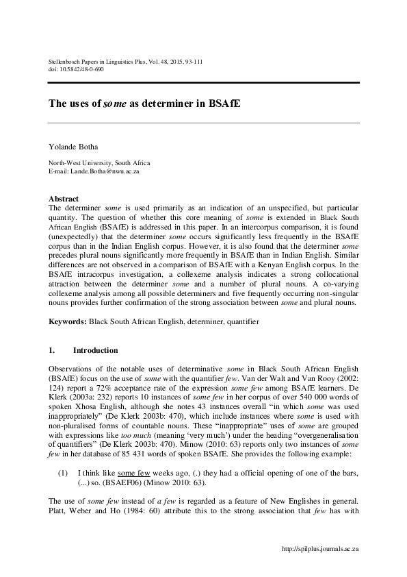 First page of “The Uses of 'Some' as Determiner in Bsafe”