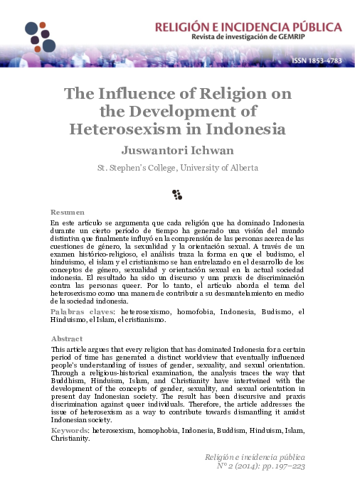 First page of “The Influence of Religion on the Development of Heterosexism in Indonesia”