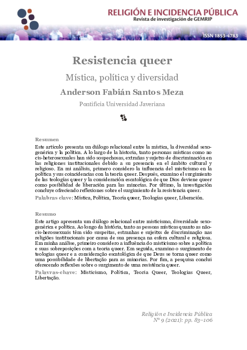 First page of “Resistencia queer: Mística, política y diversidad”