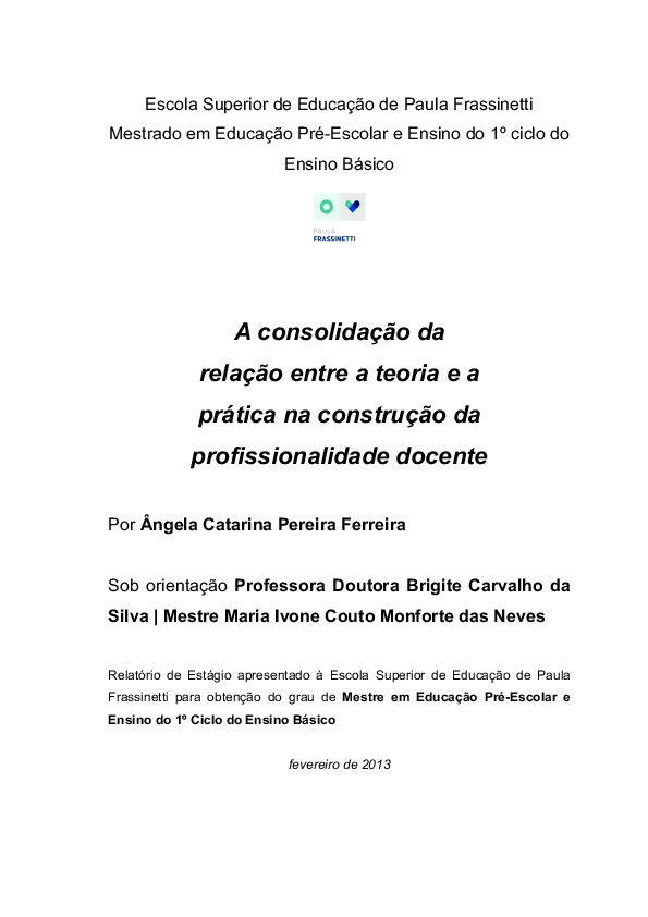 First page of “A consolidação da relação entre a teoria e a prática na construção da profissionalidade docente”