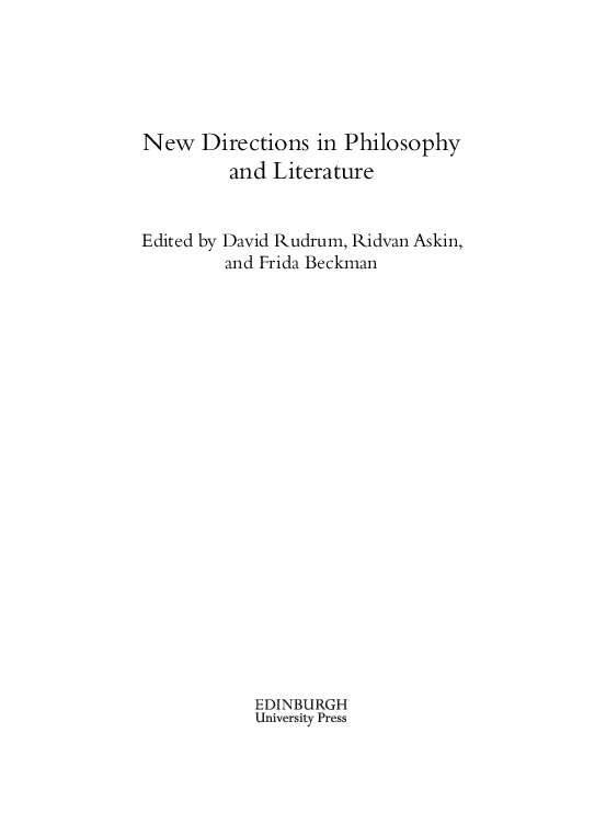 First page of “New Directions in Philosophy and Literature”