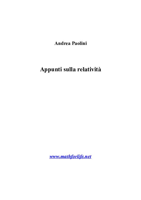 First page of “Andrea Paolini - Appunti relativistici”