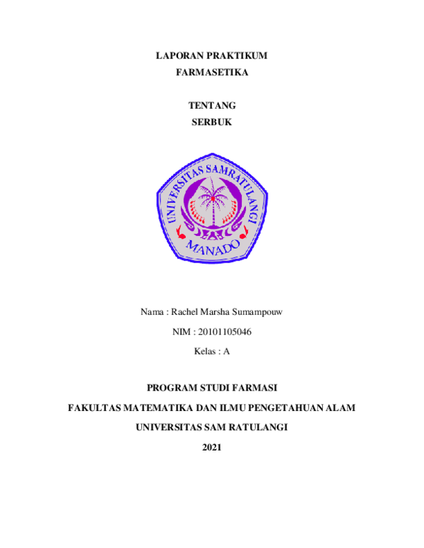 First page of “Laporan Praktikum Serbuk”