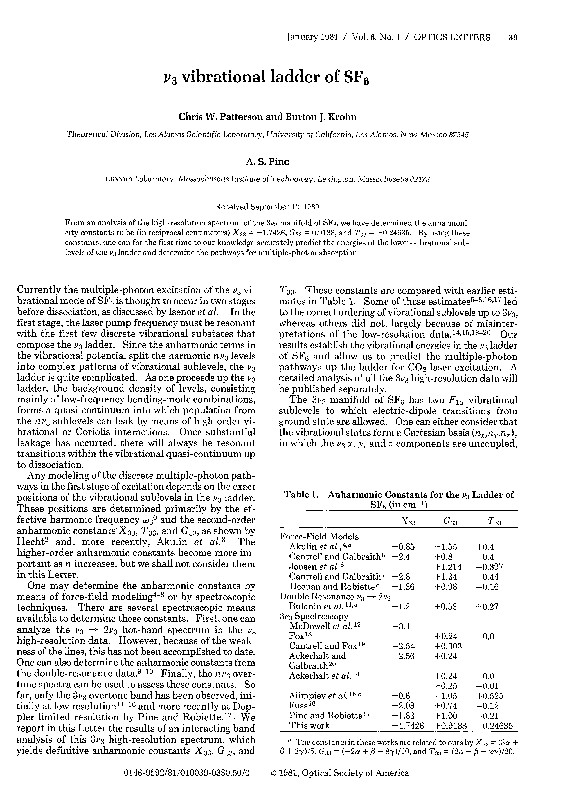 First page of “ν_3 vibrational ladder of SF_6”