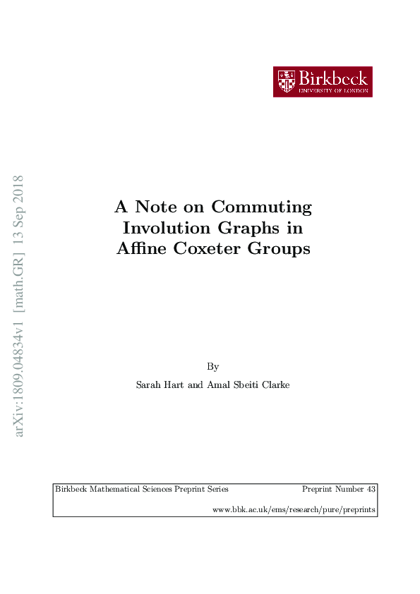 First page of “A Note on Commuting Involution Graphs in Affine Coxeter Groups”