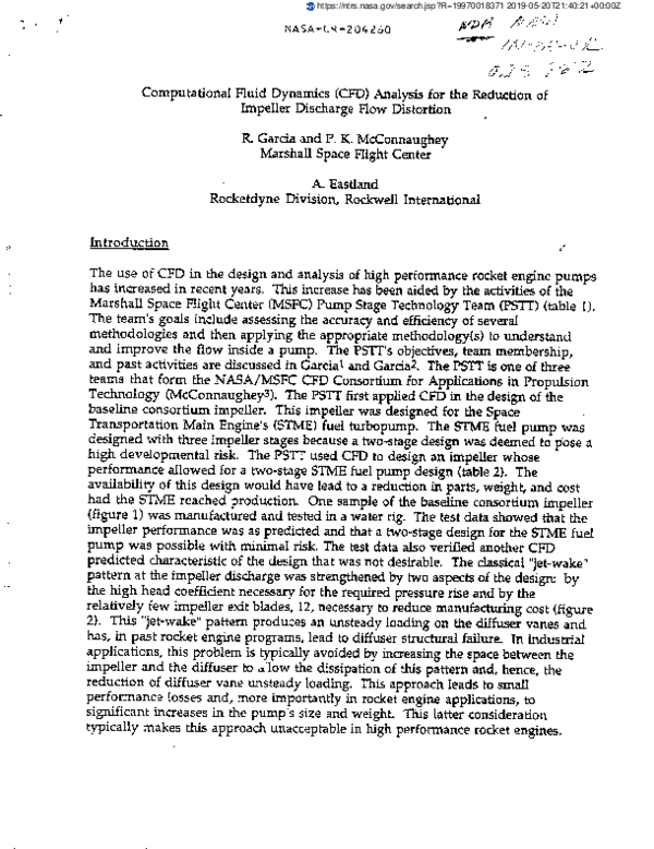 First page of “Computational fluid dynamics (CFD) analysis for the reduction of impeller discharge flow distortion”