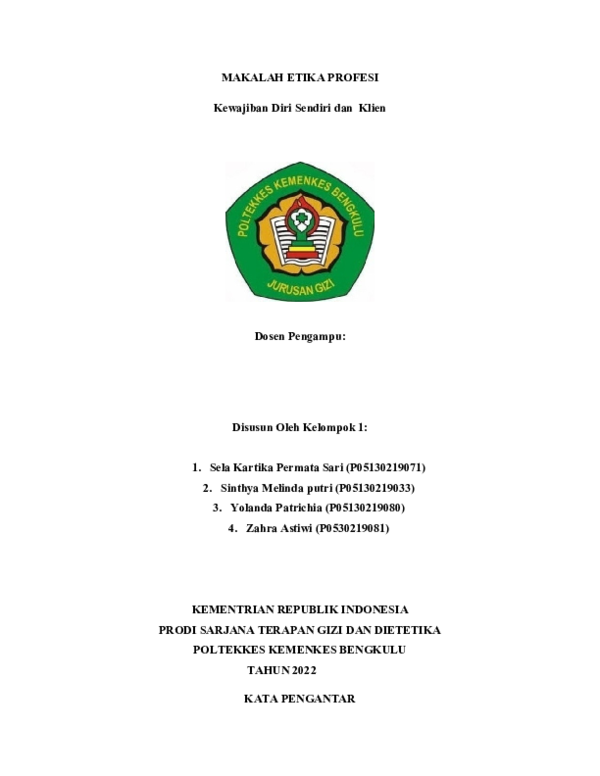 First page of “MAKALAH ETIKA PROFESI”