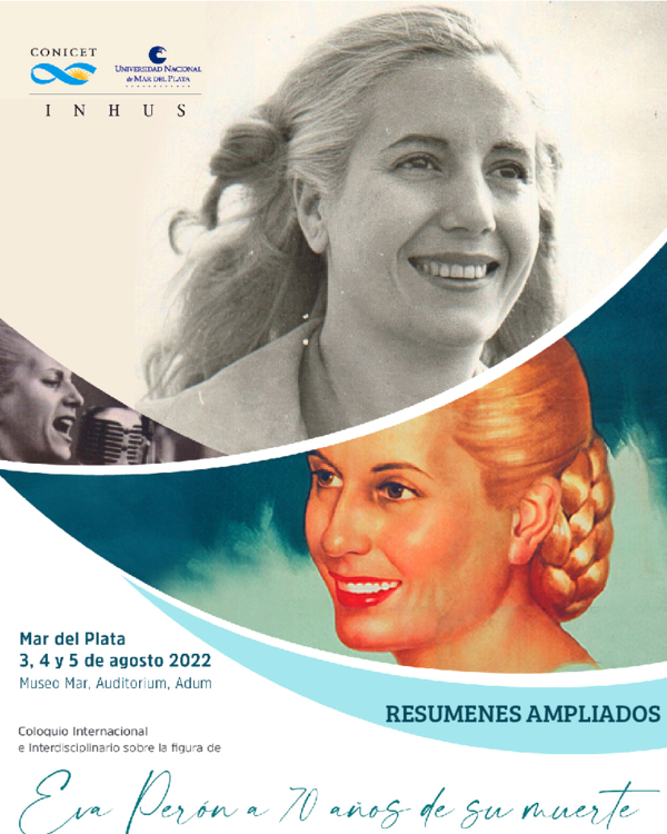 First page of “Coloquio Internacional e Interdisciplinario sobre la figura de Eva Perón a 70 años de su muerte”