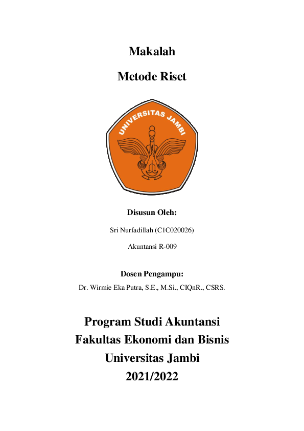 First page of “Makalah Metode Riset”