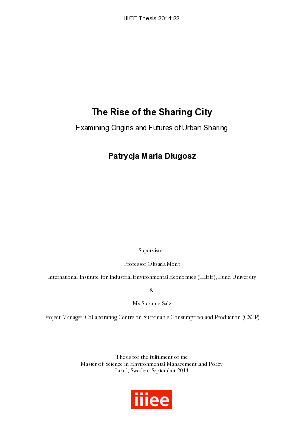 First page of “The Rise of the Sharing City: Examining Origins and Futures of Urban Sharing”