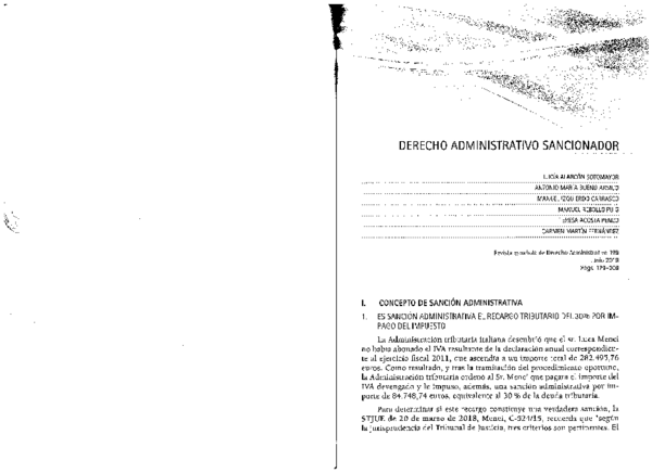 First page of “Revista Española de Derecho Administrativo 199 (2019). Derecho Sancionador”