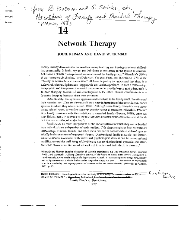 First page of “Network Therapy”