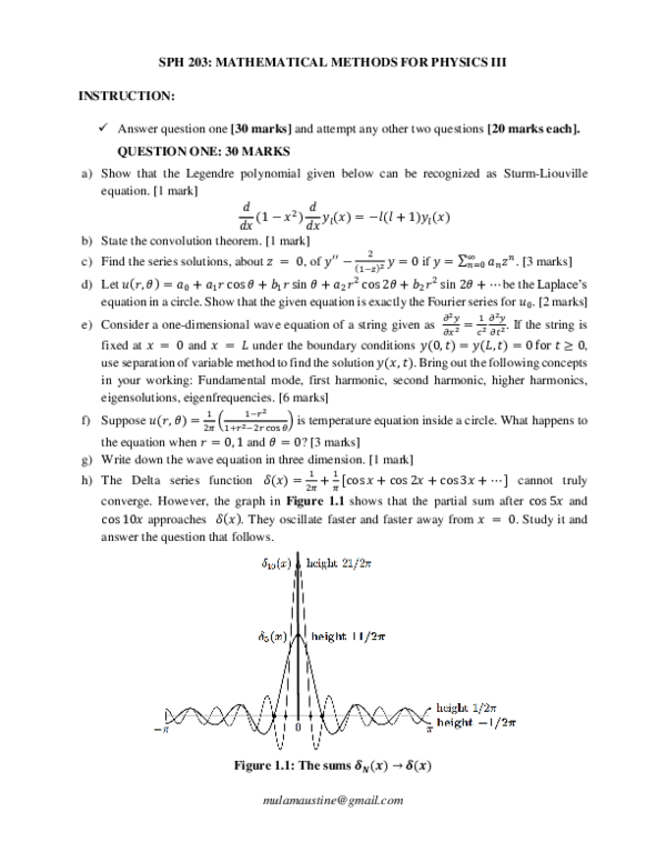 First page of “MATHEMATICAL METHODS FOR PHYSICS III (3)”