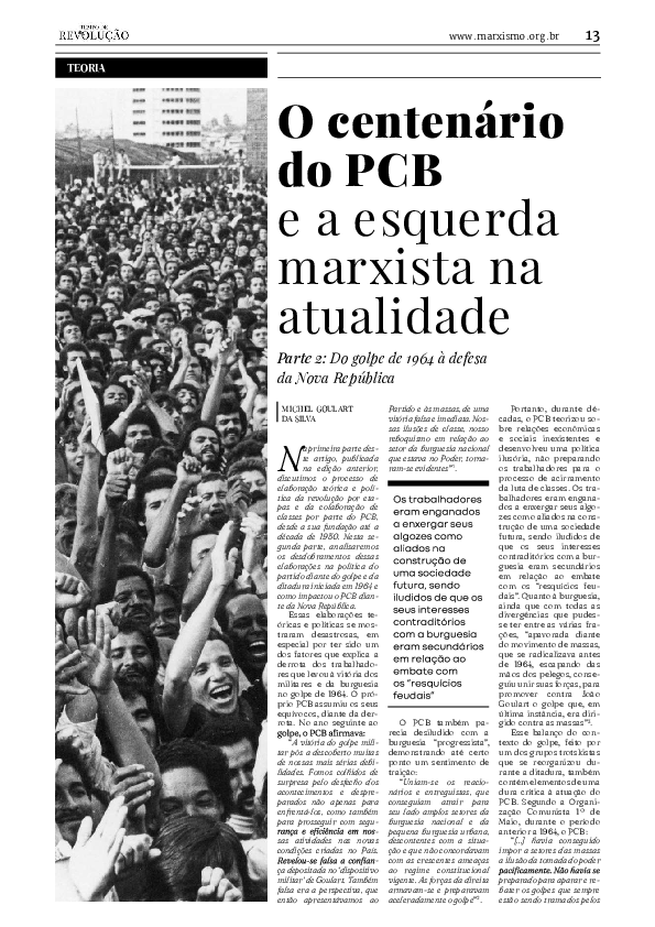 First page of “O centenário do PCB e a esquerda marxista na atualidade (setembro 2022)”