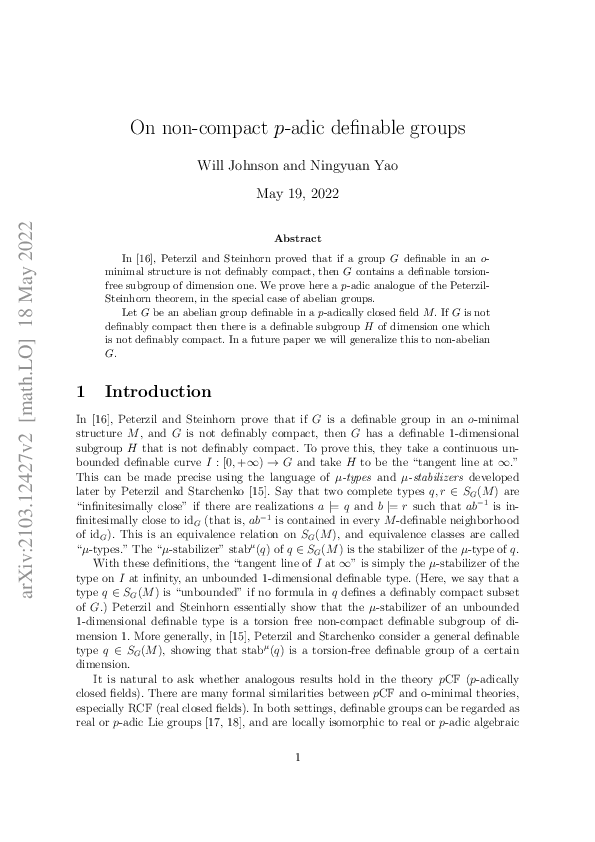 First page of “On non-compact $p$-adic definable groups”