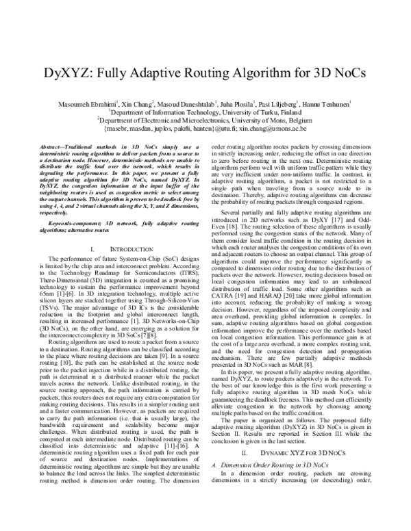 First page of “DyXYZ: Fully Adaptive Routing Algorithm for 3D NoCs”