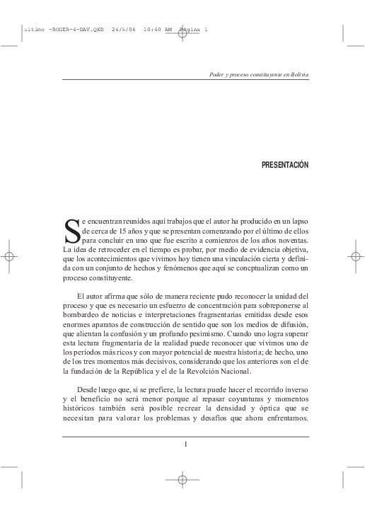 First page of “Poder y Proceso Constituyente Roger Cortez-”