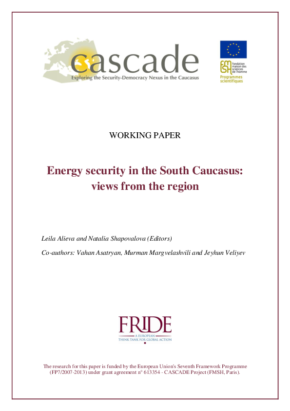 First page of “Energy security in the South Caucasus: views from the region”