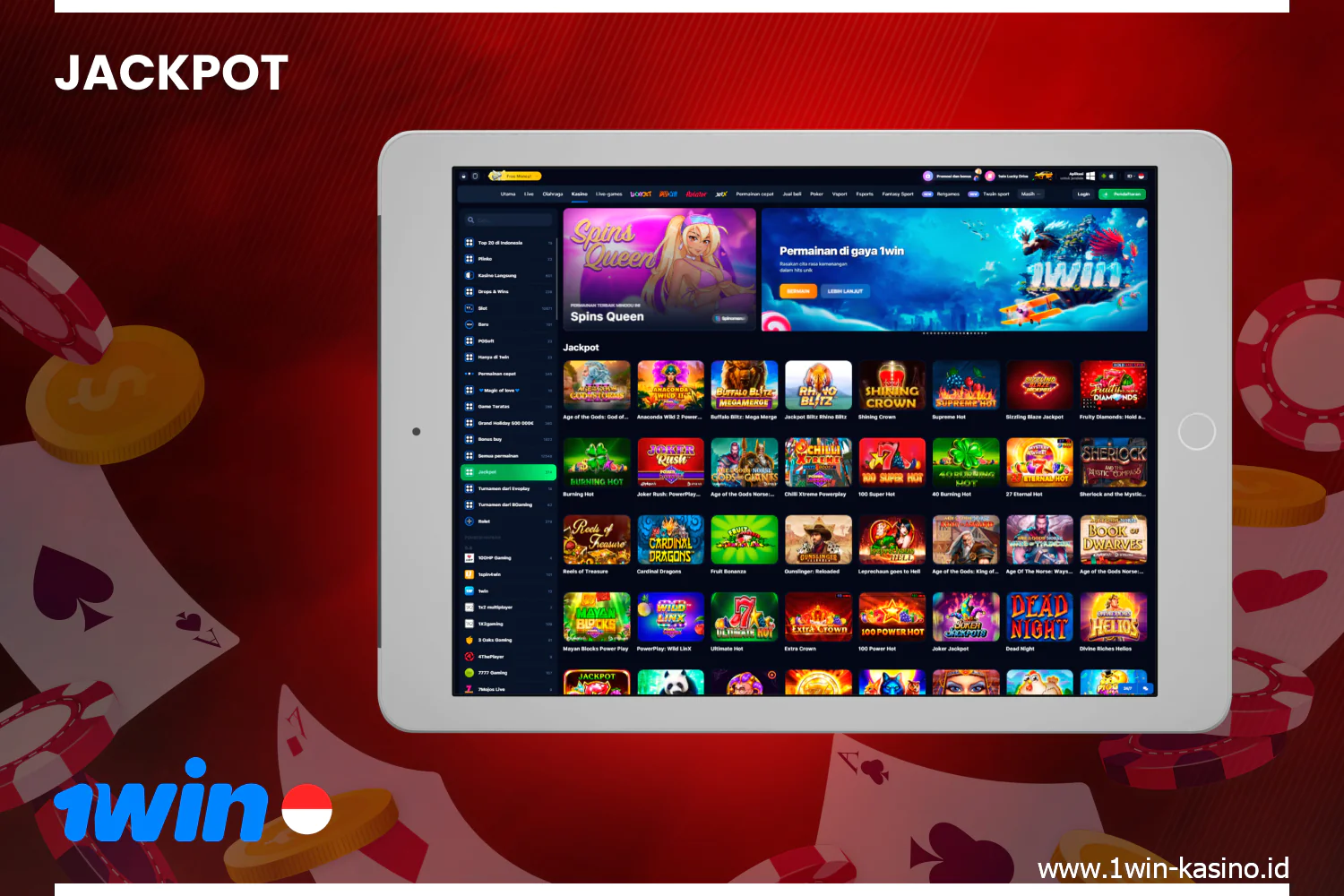 Website resmi 1win menyajikan permainan populer dengan jackpot