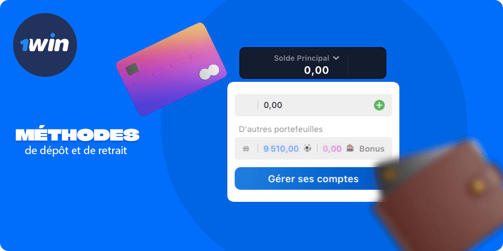 Tableau avec les méthodes de dépôt et de retrait 1win