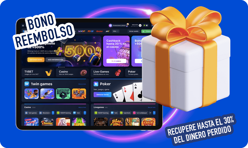 1 win Bono Reembolso Casino - Información sobre cómo Recupere hasta el 30% del dinero perdido