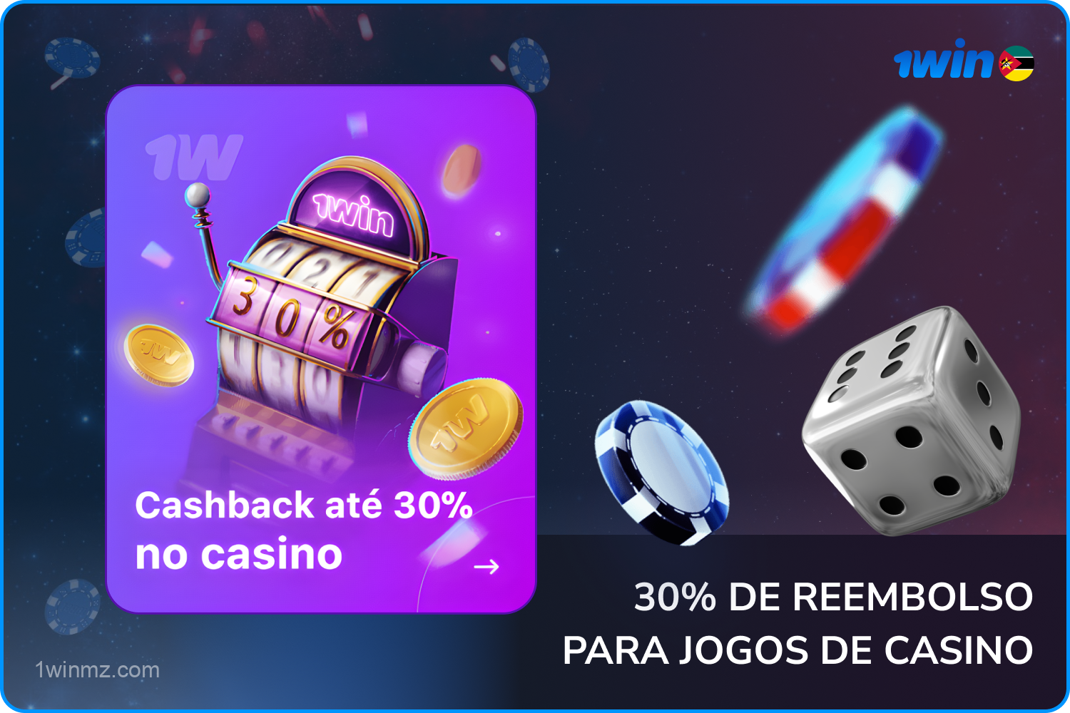 1win Moçambique oferece aos seus usuários até trinta por cento de cashback semanal em jogos de cassino