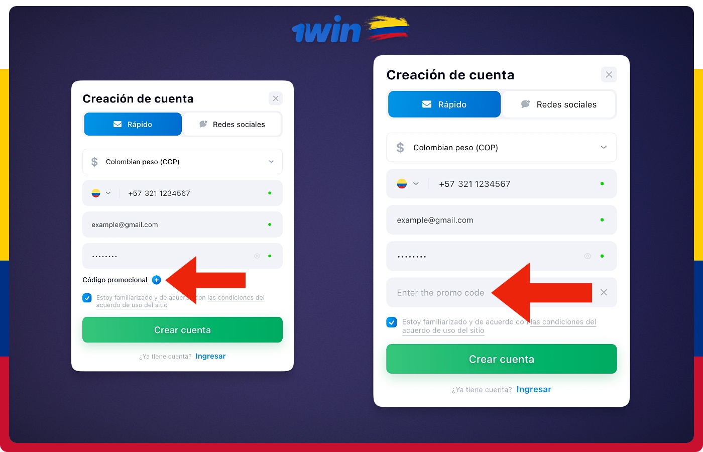 El código promocional 1win puede ser utilizado por los usuarios colombianos durante el registro de una nueva cuenta