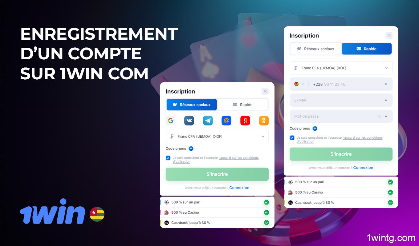 L'inscription rapide à 1win permet aux utilisateurs du Togo d'accéder à toutes les caractéristiques et fonctionnalités de la plateforme